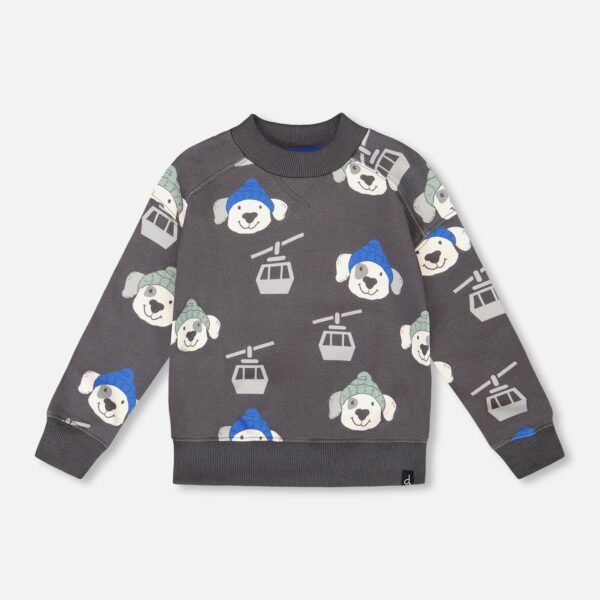 2par2 | Designed in Canada, Fleece Pullover Sweatshirt Gray Dog Print