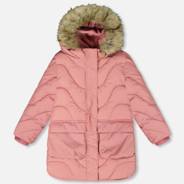2par2 | Designed in Canada, Long Wavy Quilt Puffy Coat Dusty Pink