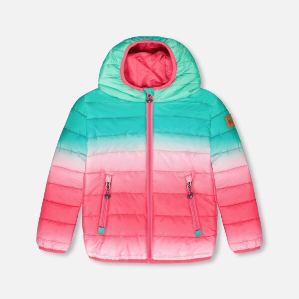 2par2 | Designed in Canada, Quilted Mid-Season Jacket Green And Pink Gradient
