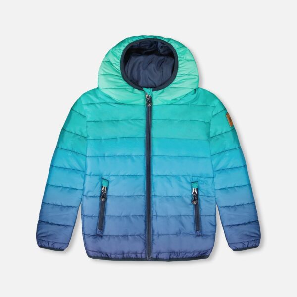 2par2 | Designed in Canada, Quilted Mid-Season Jacket Green And Blue Gradient