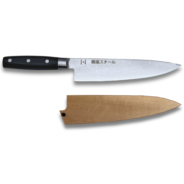Ginza Steel Hayami 200mm Gyuto Knife with Ho Wood Sheath Bundle
