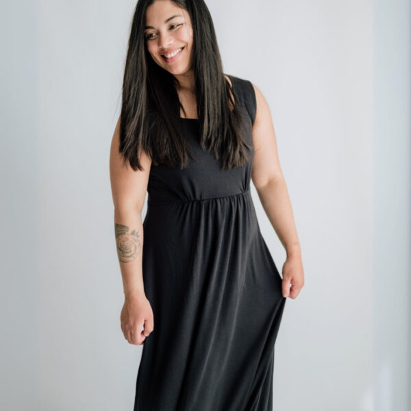 Ladies' Bamboo Square Neck Midi Dress | Little & Lively, Made In Canada