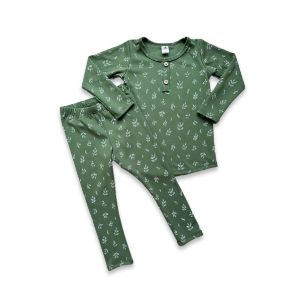 Baby/Kids 2-Piece Bamboo Long Sleeve Henley Lounge Set | Little & Lively, Made In Canada