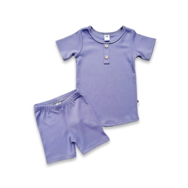 Baby/Kids 2-Piece Bamboo Short Sleeve Henley Lounge Set | Little & Lively, Made In Canada