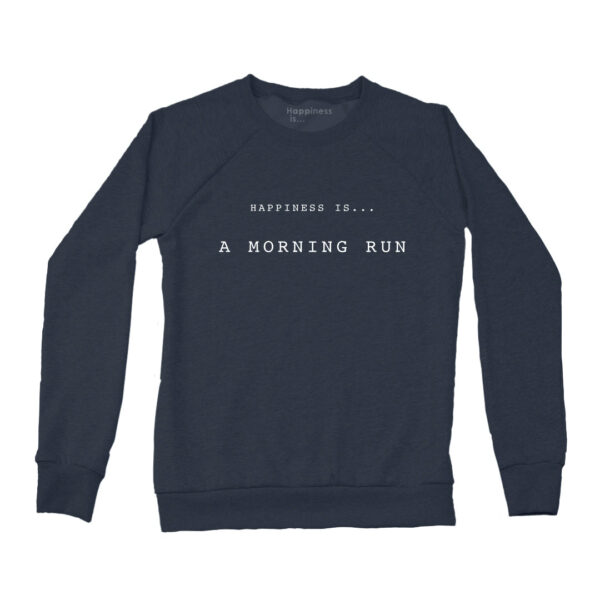 Women's Morning Run Crew Sweatshirt, True Navy | Happiness Is Inc, Made In Canada