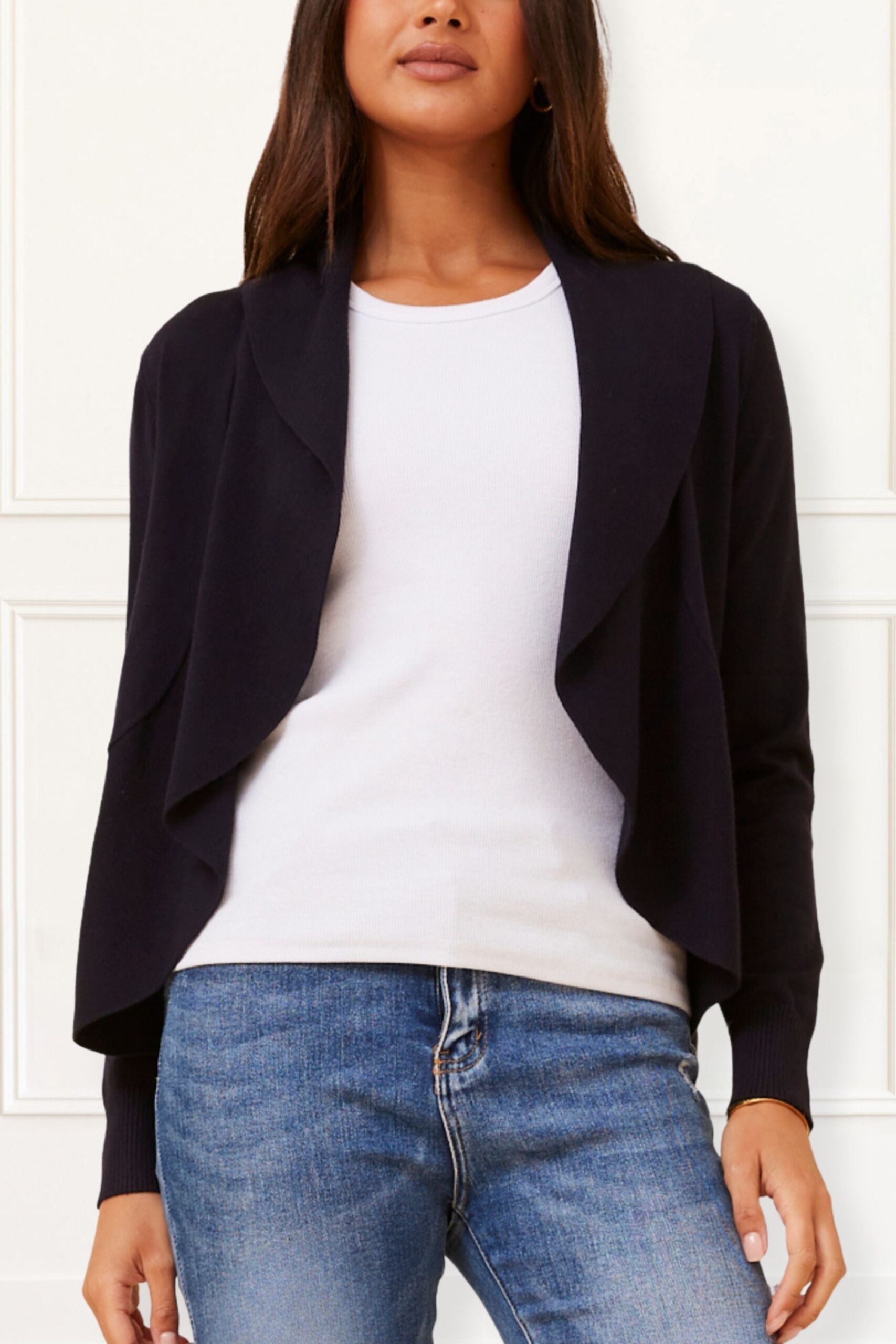 Women’s Black Open-Front Cardigan