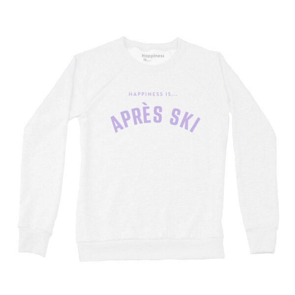 Women's Apres Crew Sweatshirt, White | Happiness Is Inc, Made In Canada