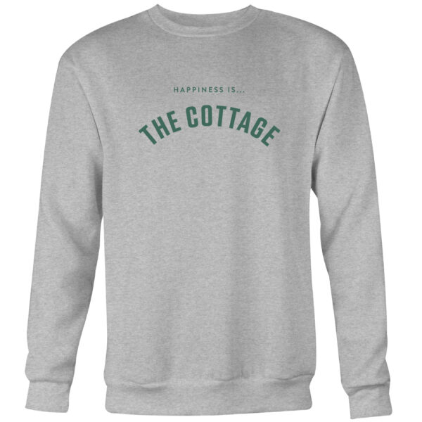 Men's Cottage Collegiate Crew Sweatshirt, Heather Grey | Happiness Is Inc, Made In Canada | Men's Clothing