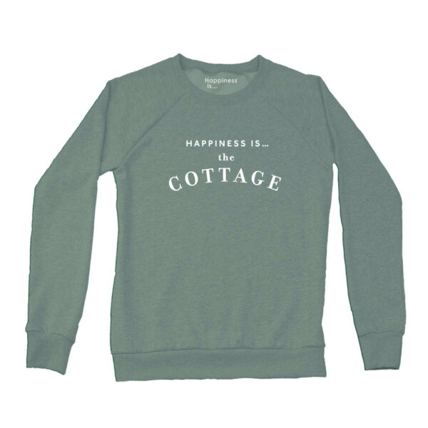 Women's Cottage Crew Sweatshirt, Sage | Happiness Is Inc, Made In Canada