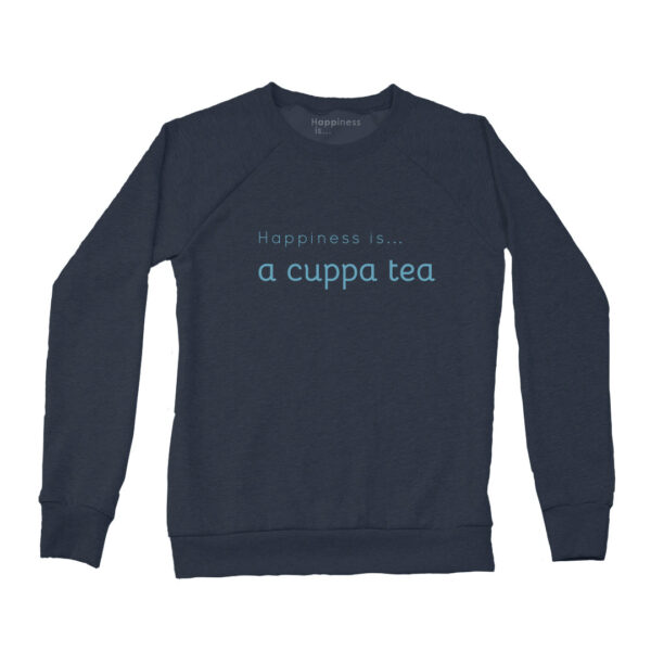 Women's Cuppa Tea Crew Sweatshirt, True Navy | Happiness Is Inc, Made In Canada