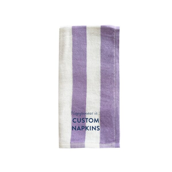 Custom Napkin, Striped Lilac | Happiness Is Inc, Made In Canada