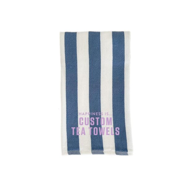 Custom Tea/Hand Towel, Striped Blue | Happiness Is Inc, Made In Canada
