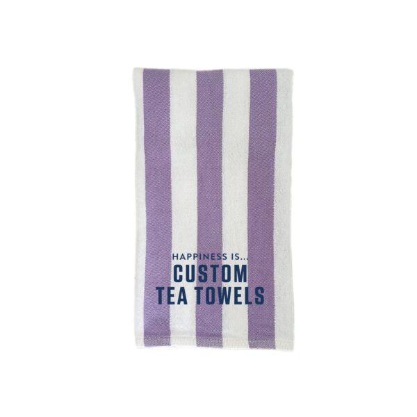 Custom Tea/Hand Towel, Striped Lilac | Happiness Is Inc, Made In Canada