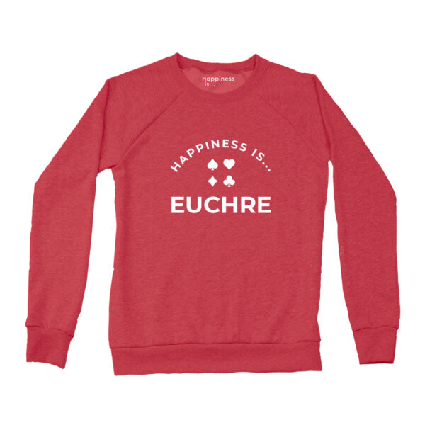 Women's Euchre Crew Sweatshirt, Chili | Happiness Is Inc, Made In Canada
