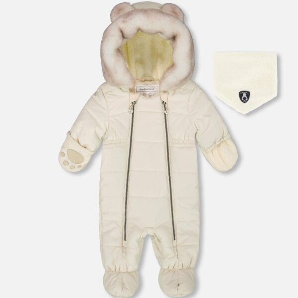 2par2 | Designed in Canada, One-Piece Baby Layette Snowsuit Designed For Car Seat White Asparagus
