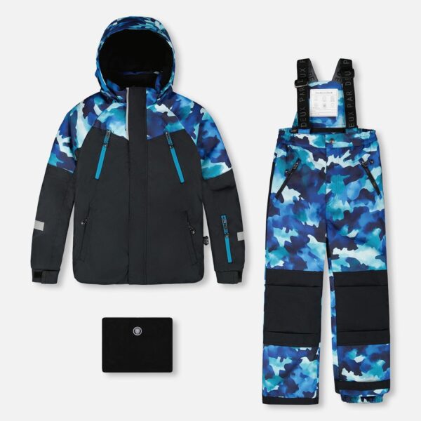 2par2 | Designed in Canada, Two-Piece Play Snowsuit Teal Blue Camouflage
