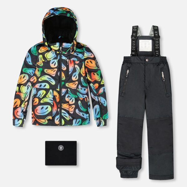 2par2 | Designed in Canada, Two-Piece Play Snowsuit With Allover Print Jacket Smiley Face