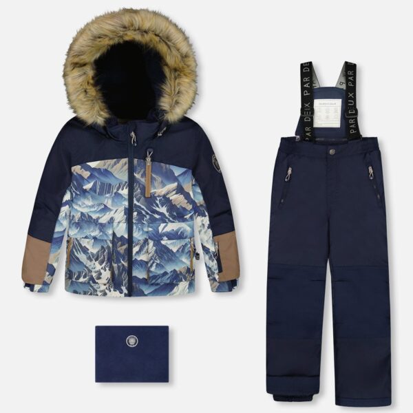 2par2 | Designed in Canada, Two-Piece Play Snowsuit With Printed Colorblocked Jacket Navy Blue