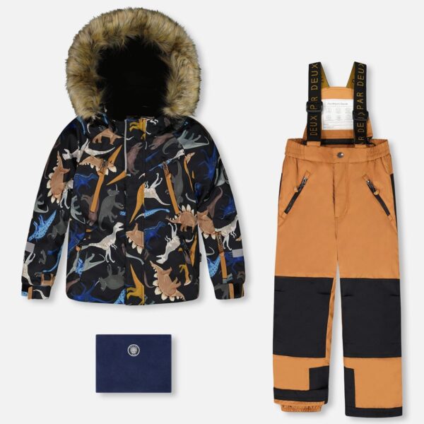 2par2 | Designed in Canada, Two-Piece Play Snowsuit With Printed Dinosaurs Jacket Brown