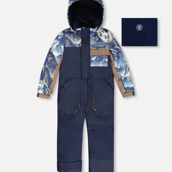 2par2 | Designed in Canada, One-Piece Play Snowsuit With Mountains Print Navy Blue