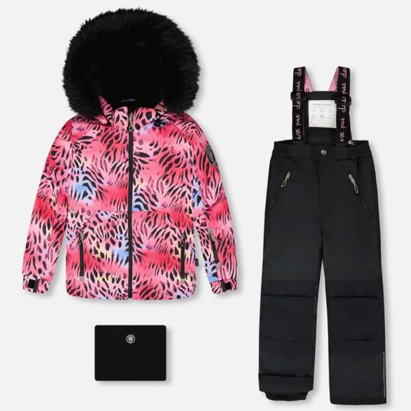 2par2 | Designed in Canada, Two-Piece Play Snowsuit With Multicolor Print Jacket And Solid Pant Black