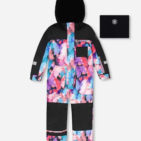 2par2 | Designed in Canada, One-Piece Play Snowsuit Black Butterfly Print