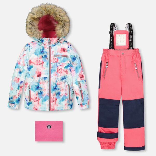 2par2 | Designed in Canada, Two-Piece Play Snowsuit With Printed Jacket Flash Coral