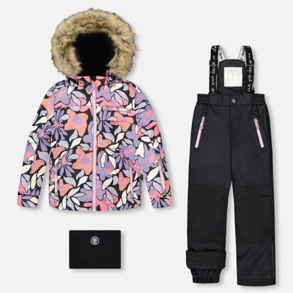 2par2 | Designed in Canada, Two-Piece Play Snowsuit With Allover Print Jacket And Solid Pant Black