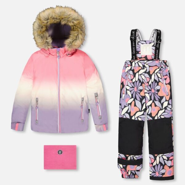 2par2 | Designed in Canada, Two-Piece Play Snowsuit Black Retro Flower Print