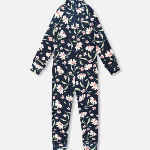 2par2 | Designed in Canada, Two-Piece Thermal Underwear Set Navy Flower Print