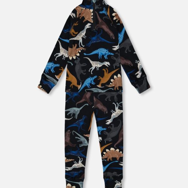 2par2 | Designed in Canada, Two-Piece Thermal Underwear Seat Black Dinosaur Print