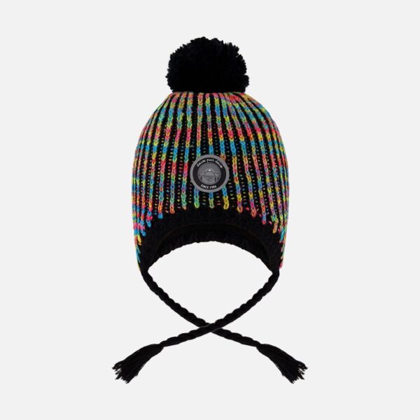 2par2 | Designed in Canada, Lined Peruvian Knit Pompom Hat Black And Multicolor
