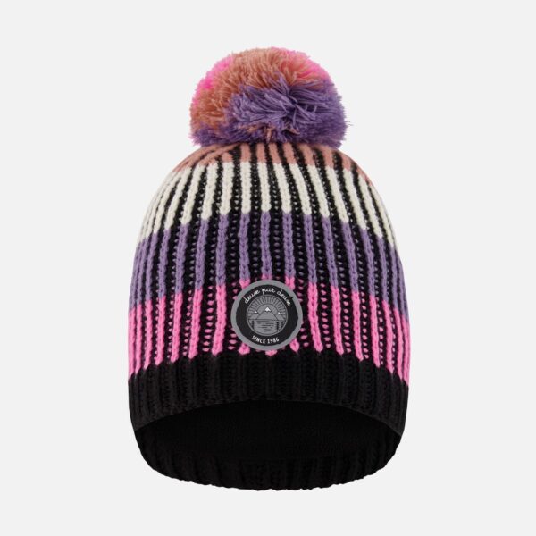 2par2 | Designed in Canada, Lined Knit Pompom Hat Pink And Purple And Black