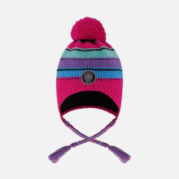 2par2 | Designed in Canada, Lined Peruvian Knit Pompom Hat Pink And Multicolor