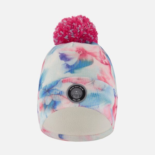 2par2 | Designed in Canada, Lined Knit Pompom Hat Blue Flower Print