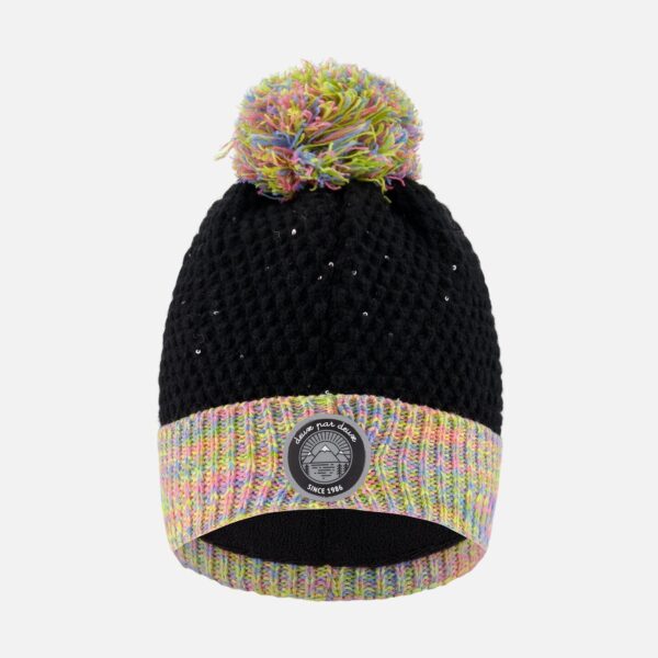 2par2 | Designed in Canada, Lined Knit Hat With Pompom Black And Multicolor