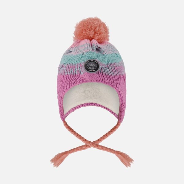 2par2 | Designed in Canada, Lined Peruvian Knit Pompom Hat Pink, Orange And Turquoise