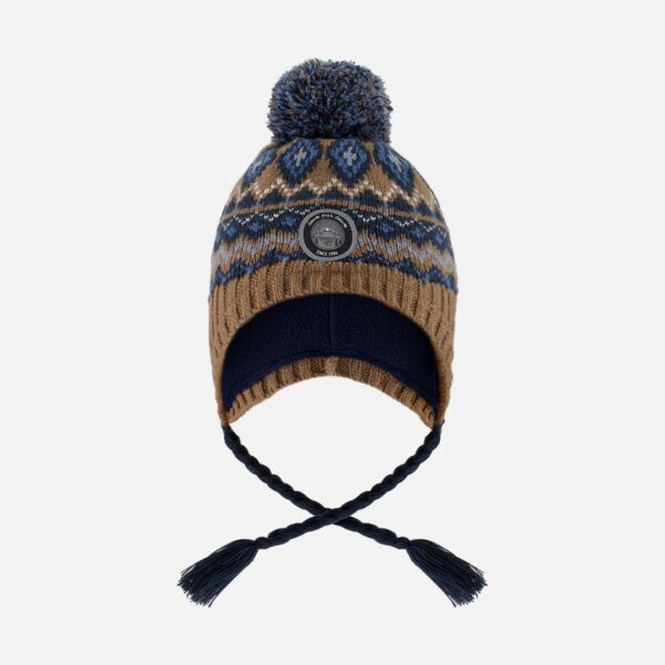 2par2 | Designed in Canada, Lined Peruvian Knit Pompom Hat Taupe And Navy