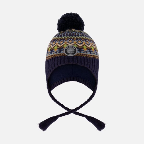 2par2 | Designed in Canada, Lined Peruvian Knit Hat With Pompom Taupe And Navy