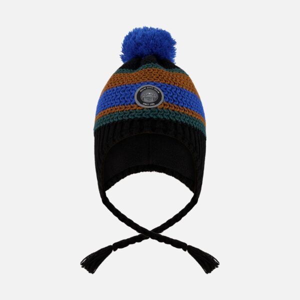 2par2 | Designed in Canada, Lined Peruvian Knit Pompom Hat Black, Blue And Brown