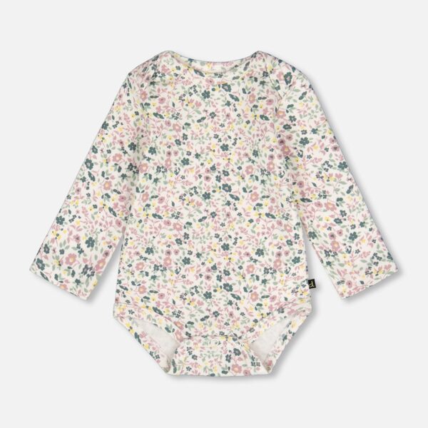 2par2 | Designed in Canada, Organic Cotton Long Sleeve Romper Off-White Floral