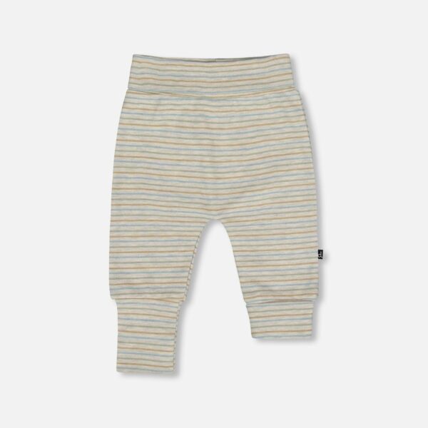 2par2 | Designed in Canada, Organic Cotton Evolutive Pants Striped Heather Beige And Gray