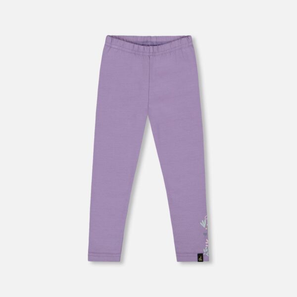 2par2 | Designed in Canada, Organic Cotton Jersey Leggings Purple Gray With Floral Detail