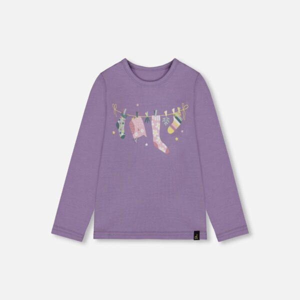 2par2 | Designed in Canada, Organic Cotton Jersey Top Purple Gray With Owl