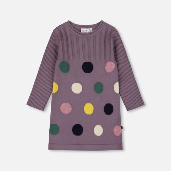 2par2 | Designed in Canada, Jacquard Sweater Dress With Polka Dot Pattern Purple Gray