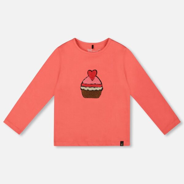 2par2 | Designed in Canada, Organic Cotton T-Shirt Coral With Cupcake