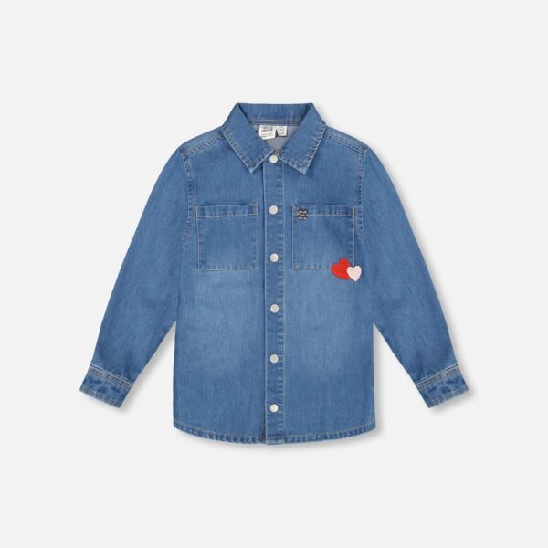 2par2 | Designed in Canada, Denim Shirt Light Blue With Patch Pockets And Apple Patch