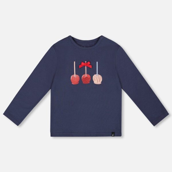 2par2 | Designed in Canada, Organic Cotton T-Shirt Navy Blue With Apple Treats