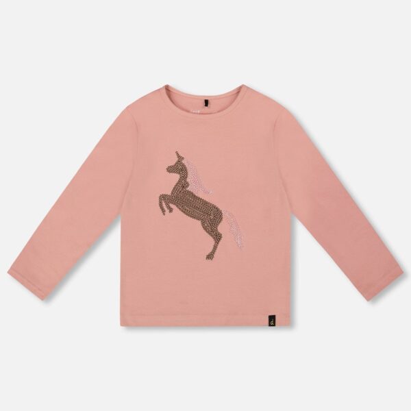 2par2 | Designed in Canada, Organic Cotton Long Sleeve T-Shirt Dusty Pink With Sequin Unicorn