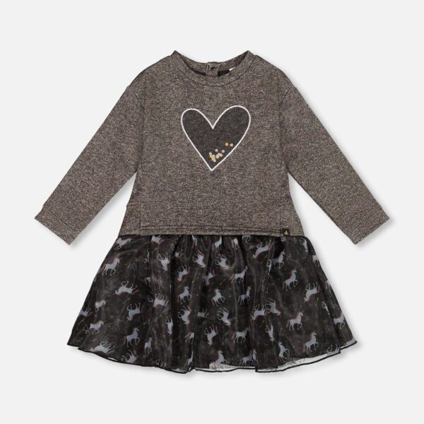 2par2 | Designed in Canada, Bi-Material Dress Black With Mesh Skirt And Heart